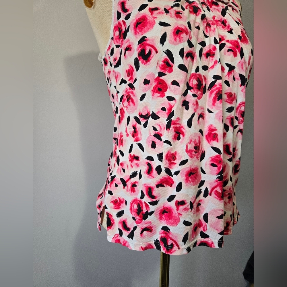 Kate Spade Dream A Little Dream Pink Floral Sleeveless Cotton Top With Bow. Sm - Picture 4 of 11